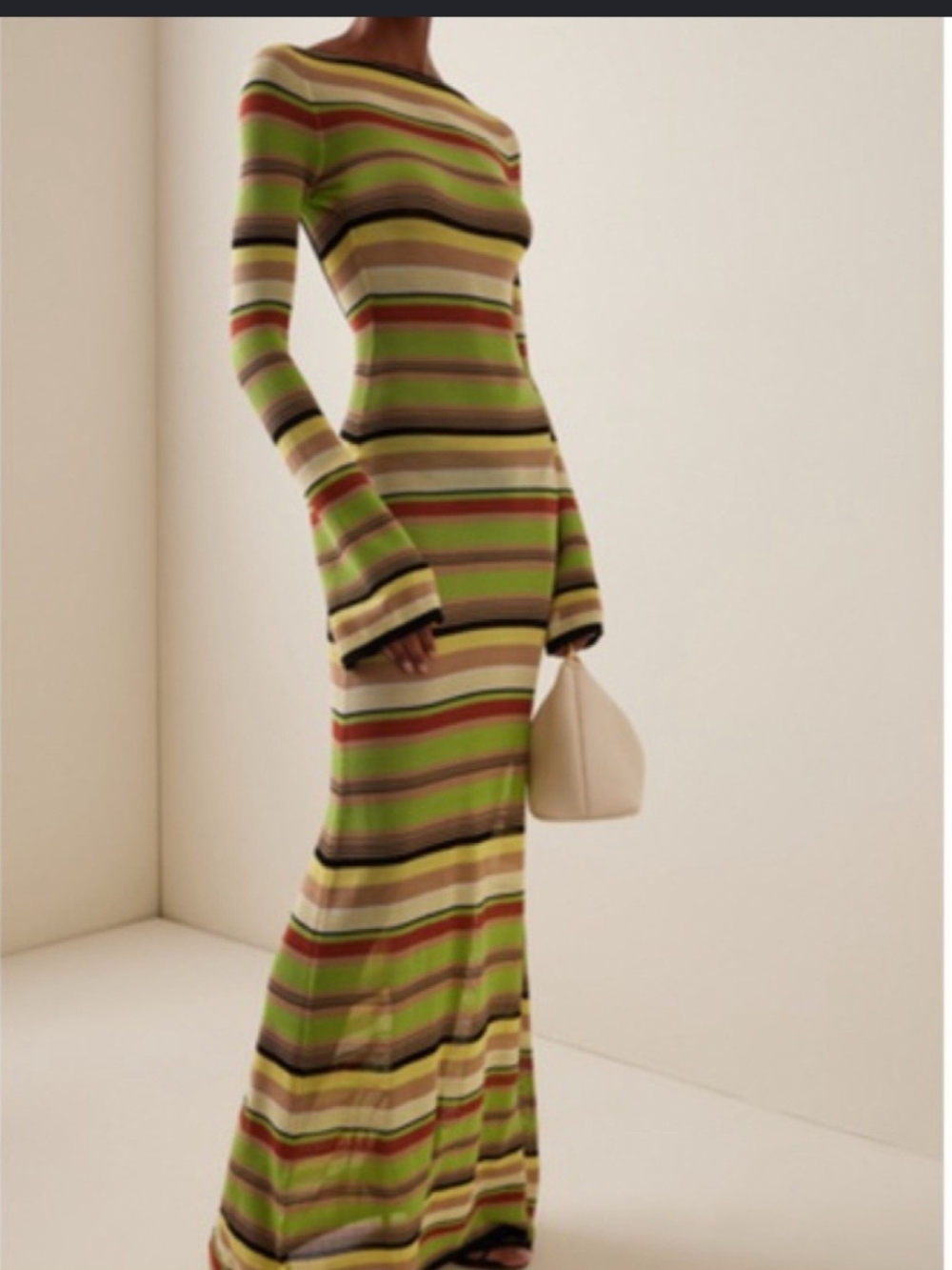Ashley Stewart Striped Knit Maxi Dress in Green, Cream Size 14/16 NWT